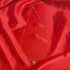 Golden Heart Beaded Necklace - 18K Gold Plated