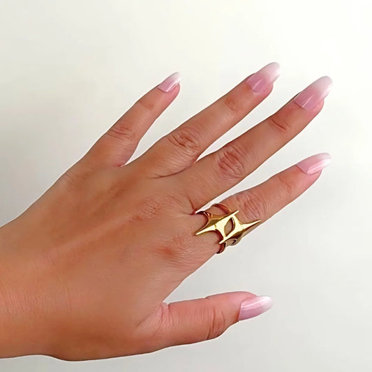 Golden Sparkle Stellar Ring - 18K Gold Plated