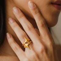 Golden Sparkle Stellar Ring - 18K Gold Plated