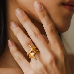 Golden Sparkle Stellar Ring - 18K Gold Plated