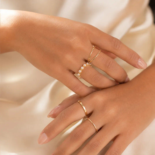 Pack of 4 Western Pearl Rings Combo