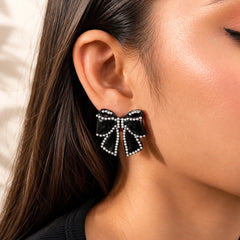 Matte Black Bow Earrings