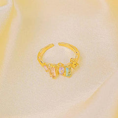 Golden Pastel Gem Ring - 18K Gold Plated