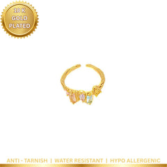 Golden Pastel Gem Ring - 18K Gold Plated