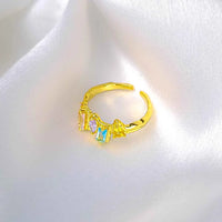 Golden Pastel Gem Ring - 18K Gold Plated