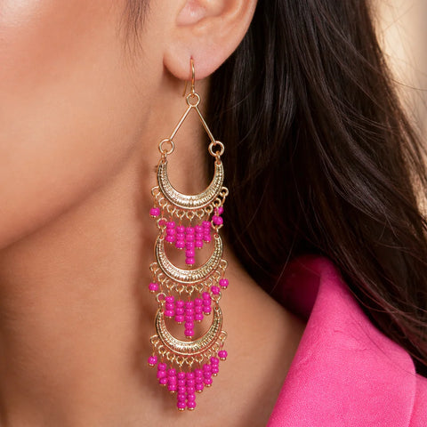 Beaded Long Dangle Earrings