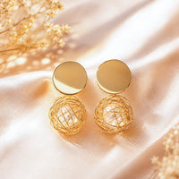 Golden Pearl Interwoven Drop Earrings