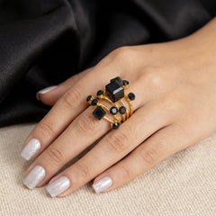 Golden Studded Cocktail Ring