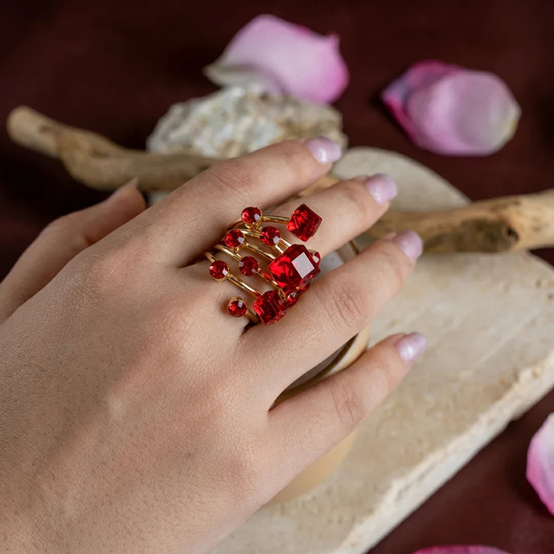 Golden Studded Cocktail Ring