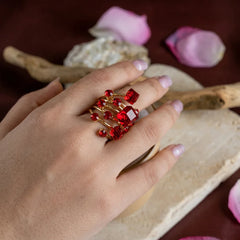 Golden Studded Cocktail Ring