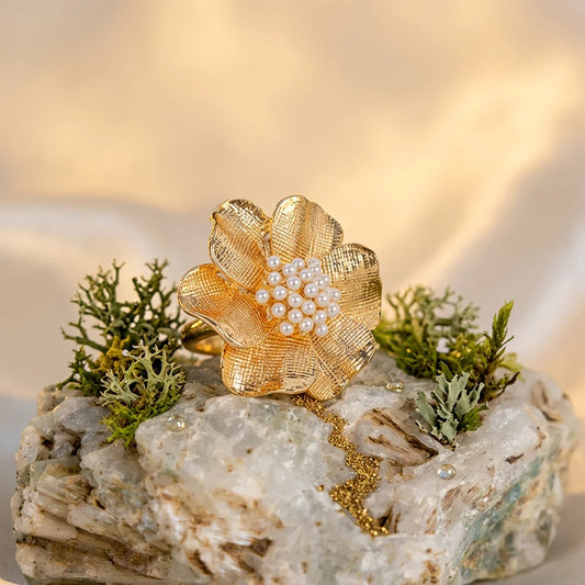 Floral Pearl Statement Ring