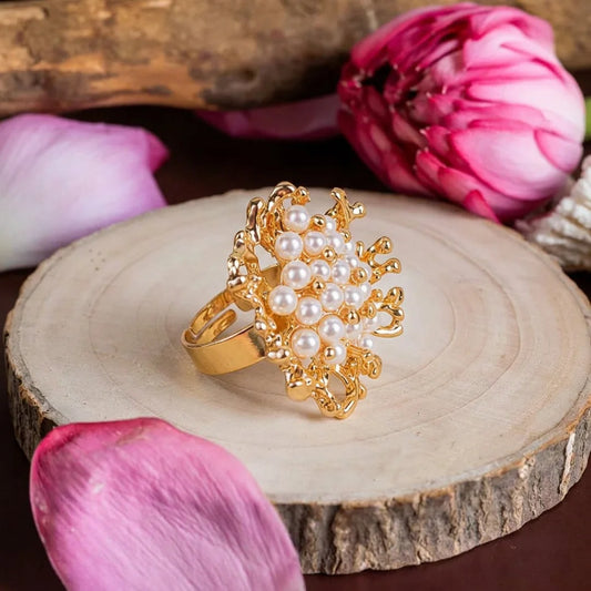 Pearl Cluster Statement Ring