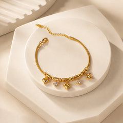 Heart Gems Bracelet - 18K Gold Plated