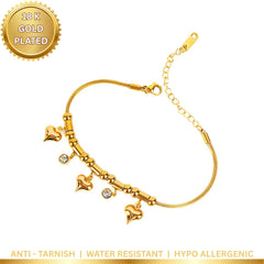 Heart Gems Bracelet - 18K Gold Plated