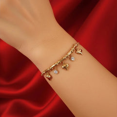 Heart Gems Bracelet - 18K Gold Plated