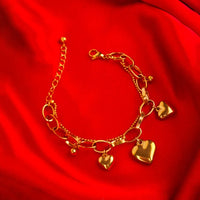 Golden Heart Charm Link Chain Bracelet