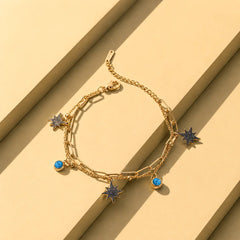 Star Charm Turquoise Layered Bracelet - 18K Gold Plated