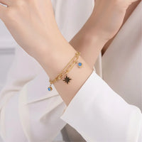 Star Charm Turquoise Layered Bracelet - 18K Gold Plated