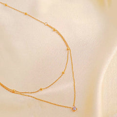 Dainty Beaded Layered Necklace - 18K Gold Plated