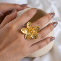 Delicate Pearl Floral Statement Ring