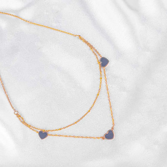 Heart Layered Chain Necklace - 18K Gold Plated