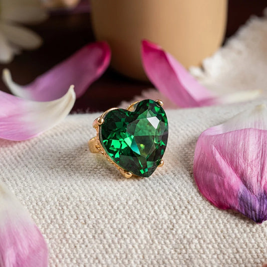Emerald Heart Cocktail Ring