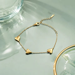 Golden Hearts Chain Bracelet - 18K Gold Plated
