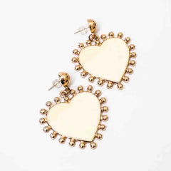 Cream Heart Sundrop Earrings