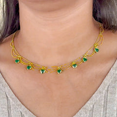 Emerald Hearts Layered Necklace - 18K Gold Plated