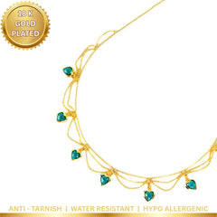 Emerald Hearts Layered Necklace - 18K Gold Plated
