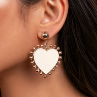 Cream Heart Sundrop Earrings