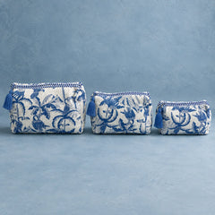Blue White Tropical 3 Layered Pouches