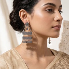 Intricate Antique Layered Coin Charm Earrings