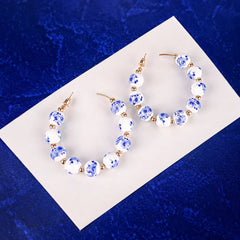 Vinatge Blue Beaded Hoops
