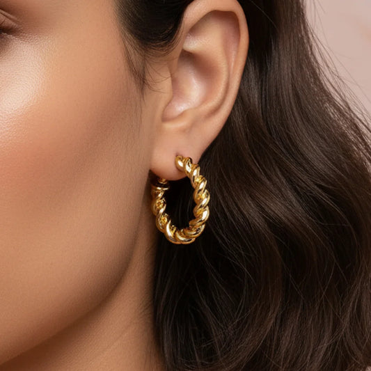 Golden Rope Textured Hoops