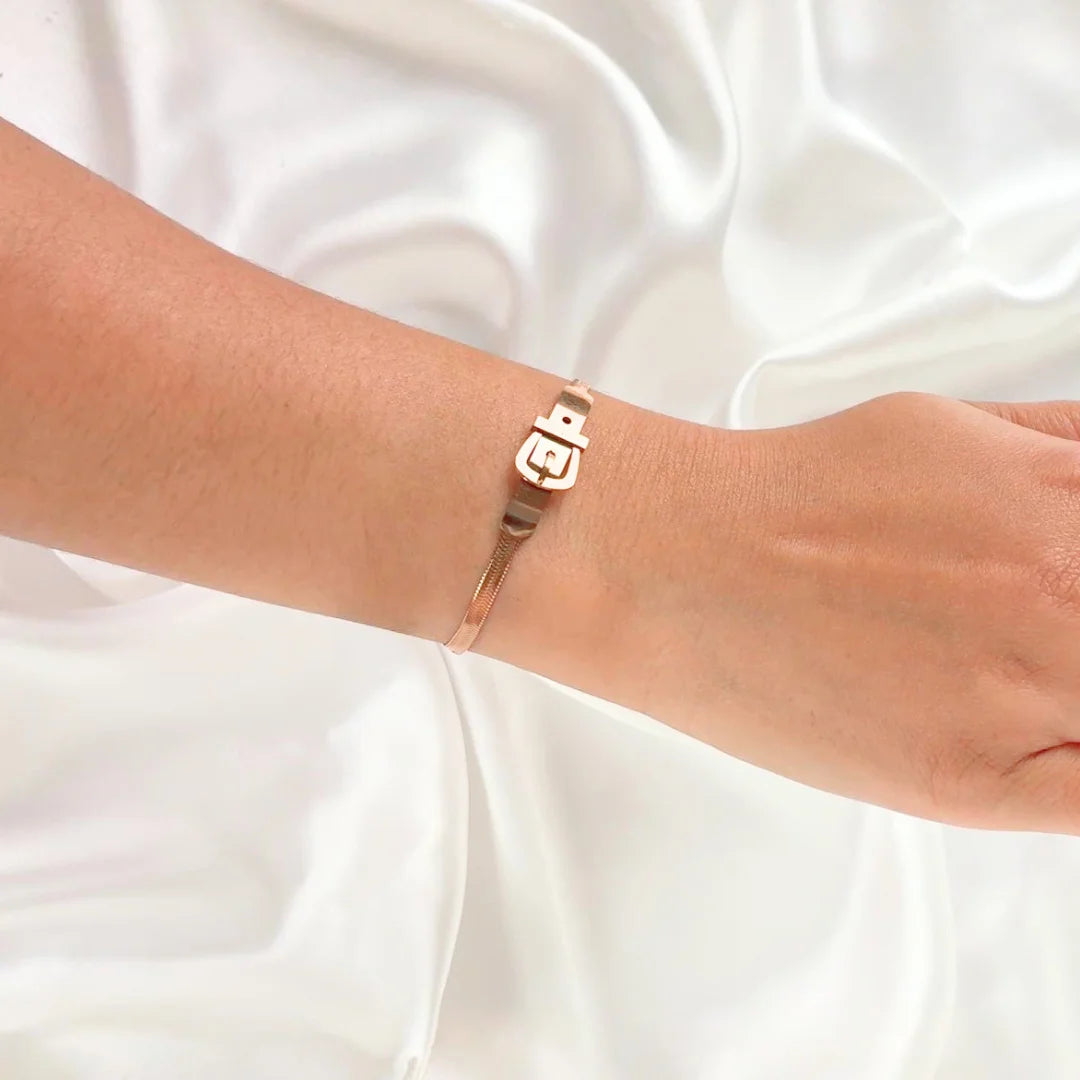 Rose Gold Belt Buckle Bracelet