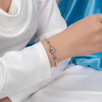 Turquoise Stone Chain Bracelet - Rose Gold Plated