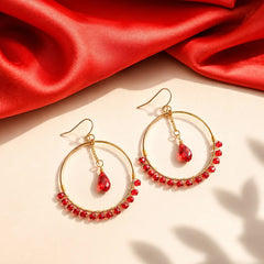 Red Crystal Dangle Earrings