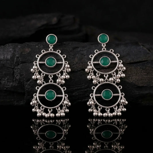 Silver Round Ghungroo Earrings