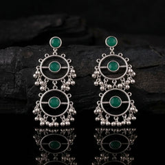 Silver Round Ghungroo Earrings
