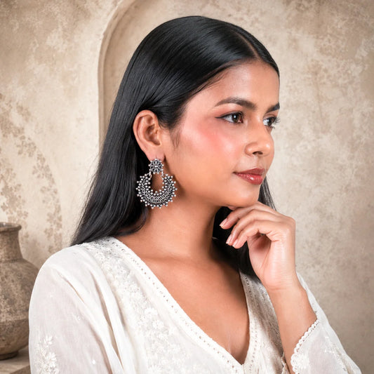 Antique Silver Floral Earrings