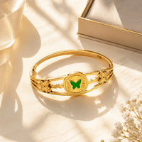 Butterfly Hinged Bracelet - 18K Gold Plated