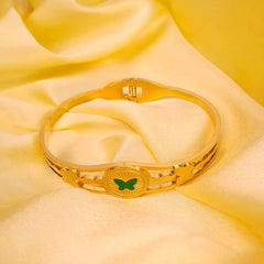 Butterfly Hinged Bracelet - 18K Gold Plated