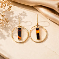 Circular Marble T-Bar Earrings
