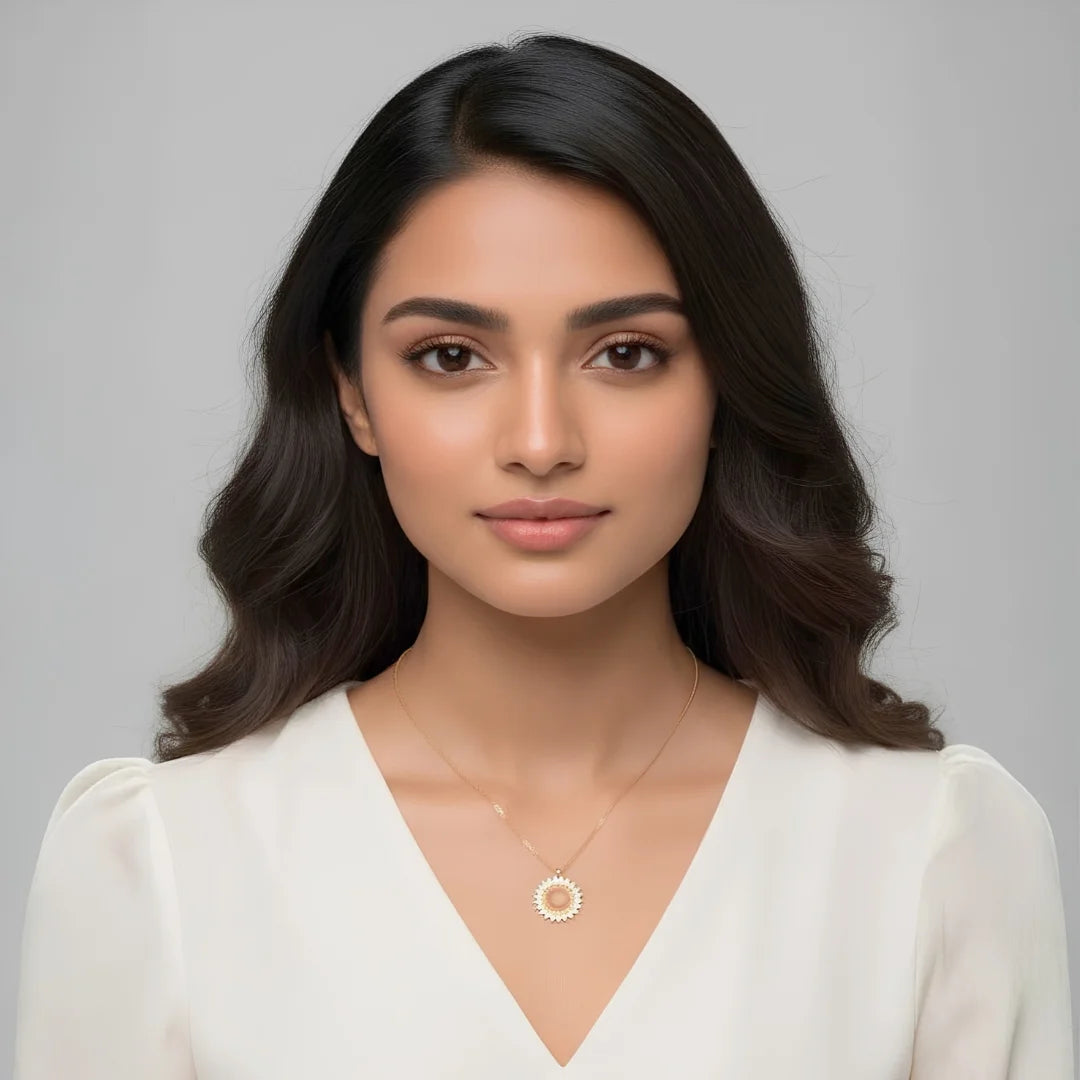 Halo Sun Pendant Necklace - 18K Gold Plated