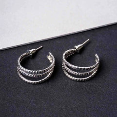 Tripple Textured Layered Hoop Earrings