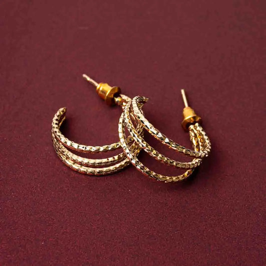 Tripple Textured Layered Hoop Earrings