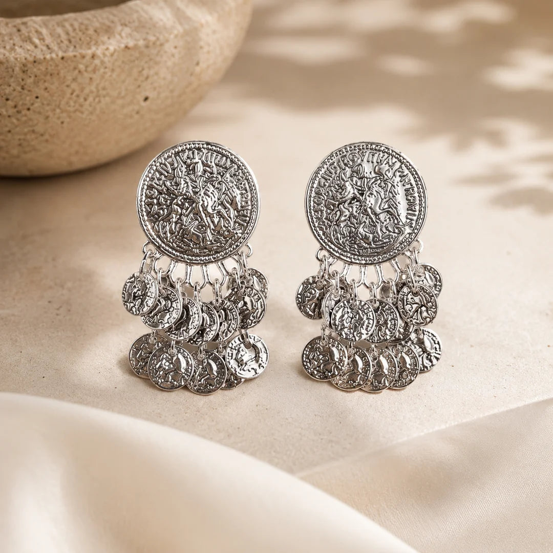 Antique Coin Charm Earrings