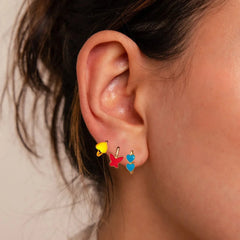 Set Of 3 Colorful Heart Butterfly Hoops Earrings Combo