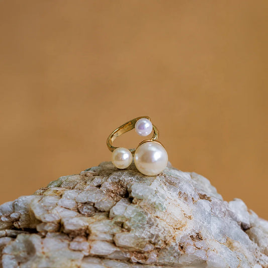 Golden Pearl Statement Ring